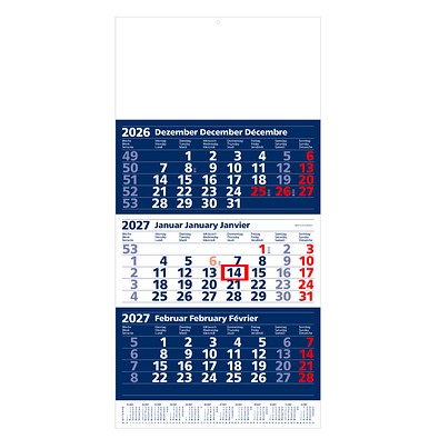 Geiger-Notes Maxi-3-Monats-Wandkalender 2026, dunkelblau