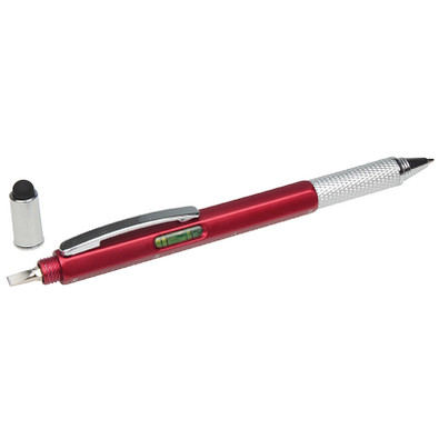 6 in 1 Touch-Kugelschreiber, blaue Mine, rot-metallic