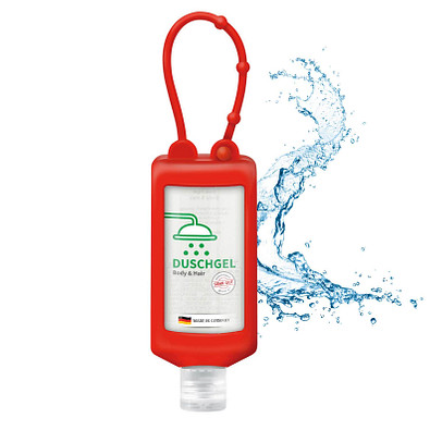 Duschgel, inkl. Druck auf Body Label, Bumper 50 ml, rot