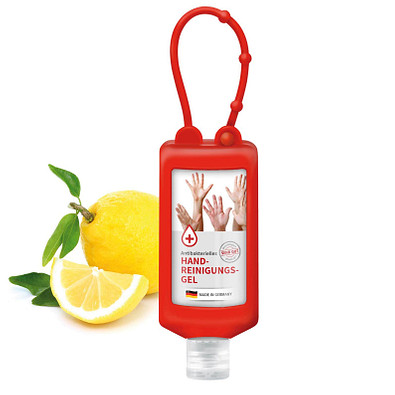 Handreinigungsgel, inkl. Druck auf Body Label, Bumper 50 ml, rot