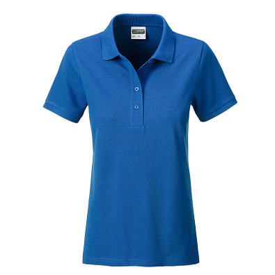 JAMES & NICHOLSON Damen Poloshirt Basic Bio BW, blau, L