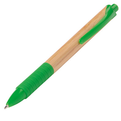 Bambus-Druckkugelschreiber, blaue Mine, Grün