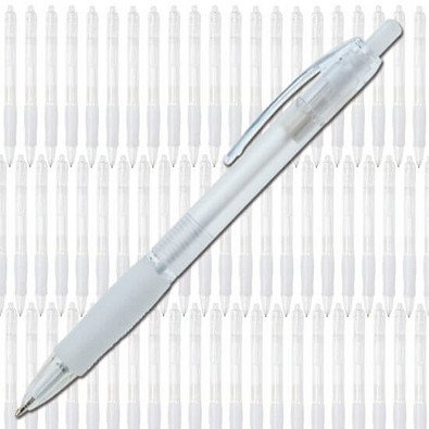 Werbe-Set: 400 BIC® Kugelschreiber Clic Pen, inkl. Druck, blaue Mine, weiß/frosted