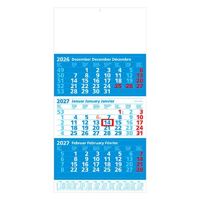 Werbe-Set: 100 Wandkalender Maxi 2026, blau/weiß, inkl. Druck