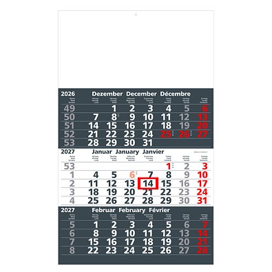 Werbe-Set: 150 Wandkalender 2026, inkl. Druck, dunkelgrau