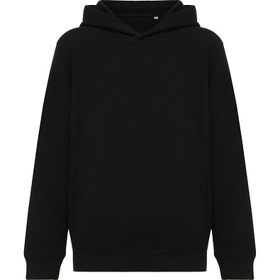 Iqoniq Yengo KidsHoodie mit Seitentaschen aus rec. Baumwolle, schwarz, 34
