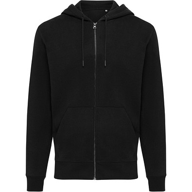 Iqoniq Abisko Zip-Kapuzenpullover aus recycelter Baumwolle, schwarz, XXS