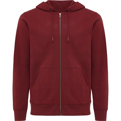 Iqoniq Abisko Zip-Kapuzenpullover aus recycelter Baumwolle, burgunderrot, L