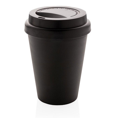XD COLLECTION Wiederverwendbarer doppelwandiger Kaffeebecher, 300 ml, schwarz