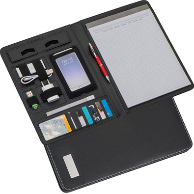 A4 Schreibmappe aus Lederfaserstoff, Variante B, schwarz