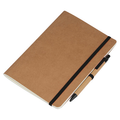 A5 Notizheft mit Kugelschreiber , schwarz