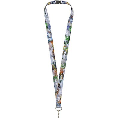 Addie Sublimation Lanyard mit Sicherheitsverschluss aus recyceltem PET Kunststoff, schwarz, 25mm