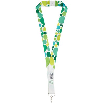 Addie Sublimation Lanyard mit Sicherheitsverschluss aus recyceltem PET Kunststoff, weiss, 20mm