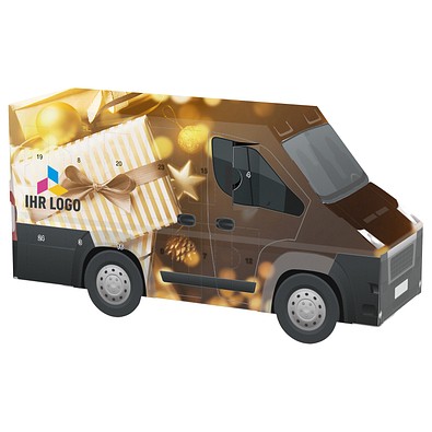 Adventskalender Transporter, share Schokotäfelchen, Gold-Paket