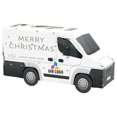Adventskalender Transporter, share Schokotäfelchen, Tannenzweige