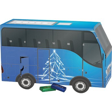 Adventskalender Bus, Lindt Schokotäfelchen, LED Tanne
