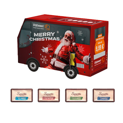 Adventskalender Bus, Sarotti Schokotäfelchen, inkl. Druck