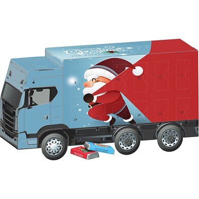Adventskalender LKW,  Alpenmilch-Schokotäfelchen, Little Santa