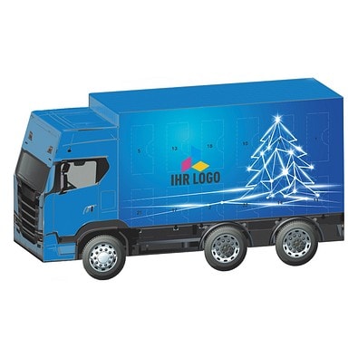 Adventskalender LKW, share Schokotäfelchen, LED Tanne