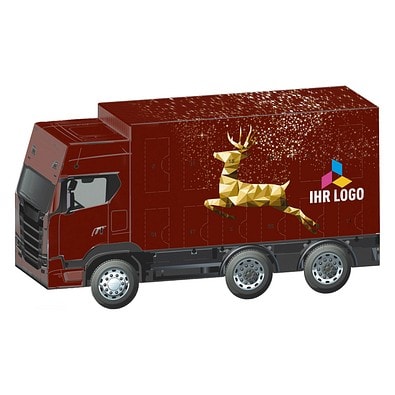 Adventskalender LKW, share Schokotäfelchen, Rentier, Gold