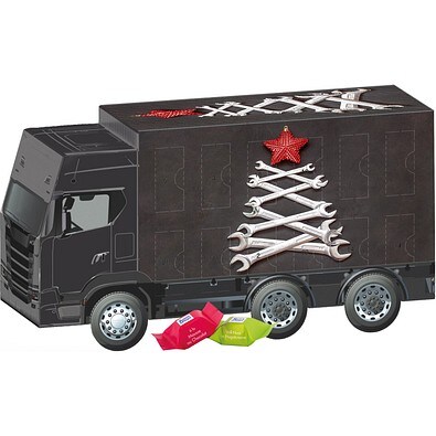 Adventskalender LKW, Ritter SPORT Schokowürfel, Schraubenschlüssel-Tanne