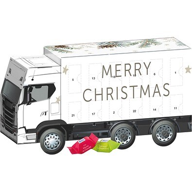 Adventskalender LKW, Ritter SPORT Schokowürfel, Tannenzweige