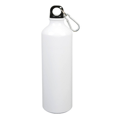 Aluminium-Trinkflasche mit Karabinerhaken, 750 ml weiss
