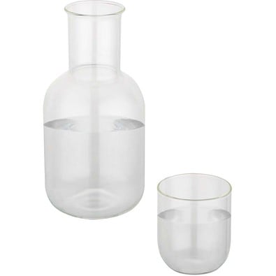 Amelie Set aus Glaskaraffe und Tasse, matt, transparent