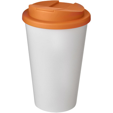 Americano® 350 ml Isolierbecher mit auslaufsicherem Schraubverschluss, weiß/orange