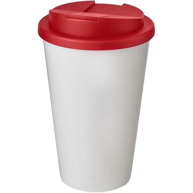 Americano® 350 ml Isolierbecher mit auslaufsicherem Schraubverschluss, weiß/rot