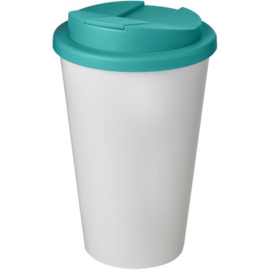 Americano® 350 ml Isolierbecher mit auslaufsicherem Schraubverschluss, weiß/aquablau