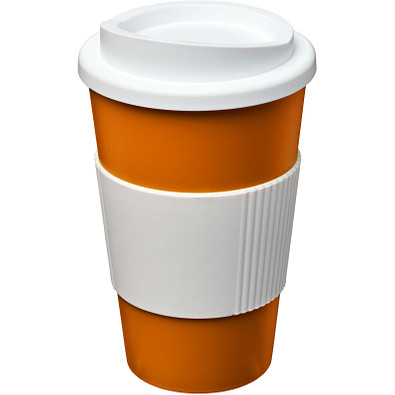 Americano Isolierbecher mit Schutzring, 350 ml, orange,weiss