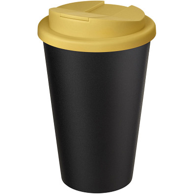 Americano® Eco 350 ml recycelter Becher mit auslaufsicherem Deckel, gelb