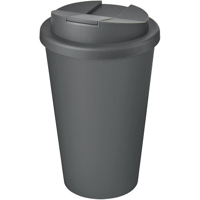 Americano® Eco 350 ml recycelter Becher mit auslaufsicherem Deckel, grau