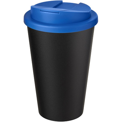 Americano® Eco 350 ml recycelter Becher mit auslaufsicherem Deckel, mittelblau