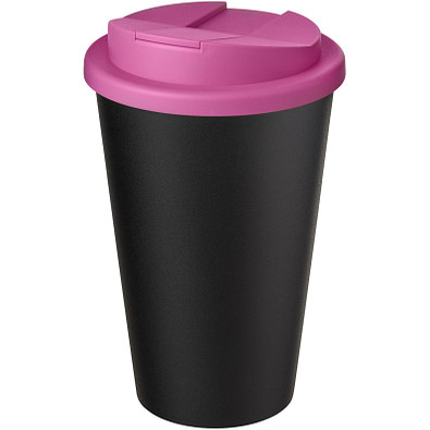 Americano® Eco 350 ml recycelter Becher mit auslaufsicherem Deckel, rosa