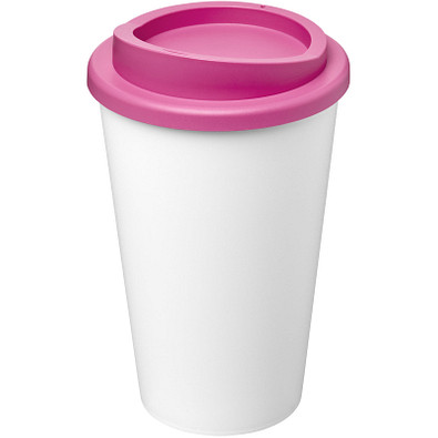 Americano® Eco 350 ml recycelter Becher, weiß/rosa