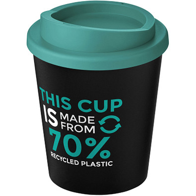 Americano® Espresso Eco 250 ml recycelter Isolierbecher, schwarz/aquablau