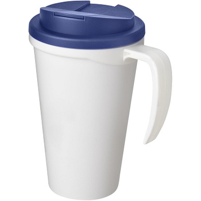 Americano® Grande 350 ml Isolierbecher mit auslaufsicherem Schraubverschluss, weiß/blau
