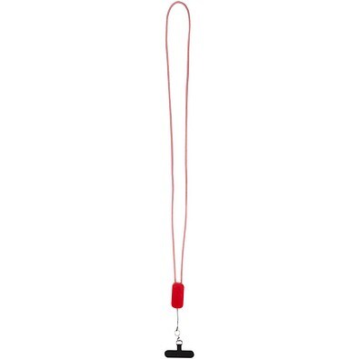 Anser Smartphone Lanyard aus recyceltem Kunststoff mit 27 W 5-in-1 integriertem Kabel, rot