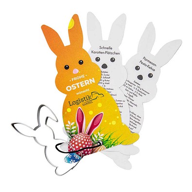 Backförmchen mit Rezeptblock, Hase, 1-seit. Druck
