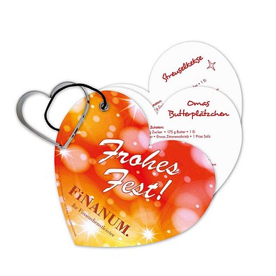 Backförmchen mit Rezeptblock Weihnachtsherz, 1-seit. Druck