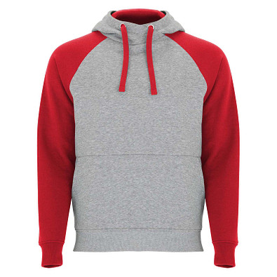 Badet zweifarbiger Kapuzenpullover für Kinder, heather grau / rot, 7/8