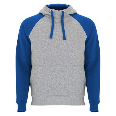 Badet zweifarbiger Kapuzenpullover für Kinder, heather grau / royalblau, 9/10