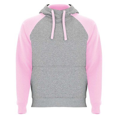 Badet zweifarbiger Kapuzenpullover für Kinder, heather grau / hellrosa, 9/10