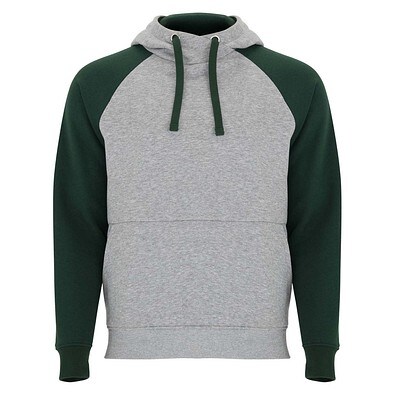 Badet zweifarbiger Kapuzenpullover für Kinder, heather grau / dunkelgrün, 9/10