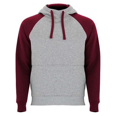 Badet zweifarbiger Kapuzenpullover für Kinder, heather grau / Garnet, 9/10
