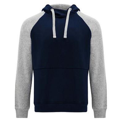 Badet zweifarbiger Kapuzenpullover für Kinder, Navy Blue / heather grau, 7/8