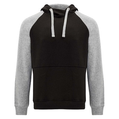 Badet zweifarbiger Kapuzenpullover für Kinder, schwarz / heather grau, 9/10