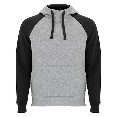 Badet zweifarbiger Kapuzenpullover Unisex, heather grau / schwarz, 2XL